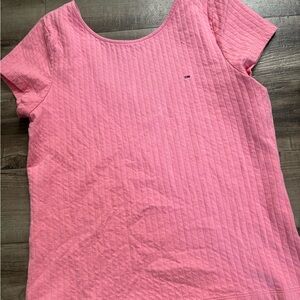 Tommy Hilfiger Quilted Pink Scoop Neck Short Sleeve Top